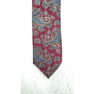 Reed St James Paisley Necktie 58" x 4" USA Burgundy Gold Green Blue